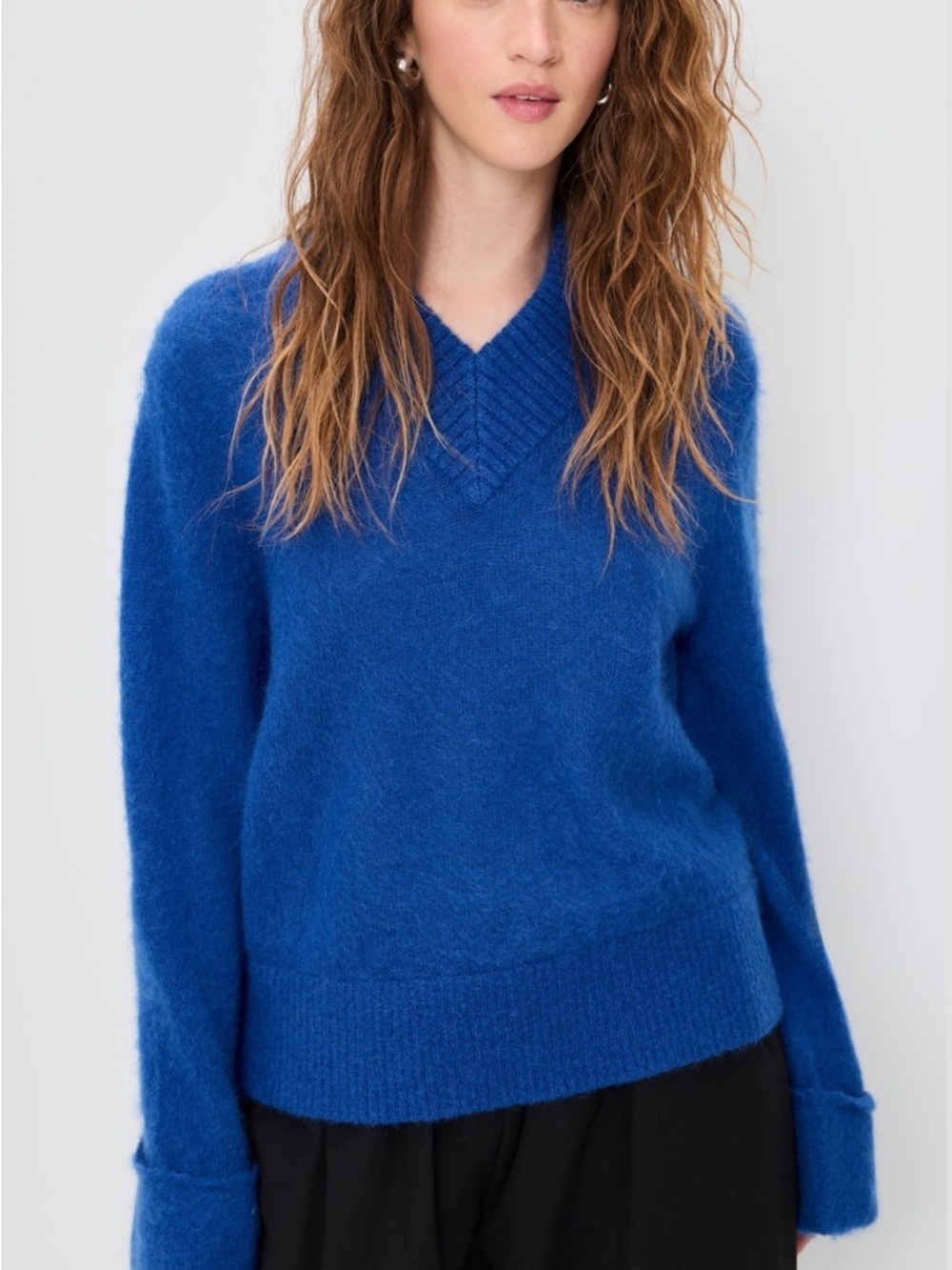 Women's Royal Blue V-Neck Cozy Sweater